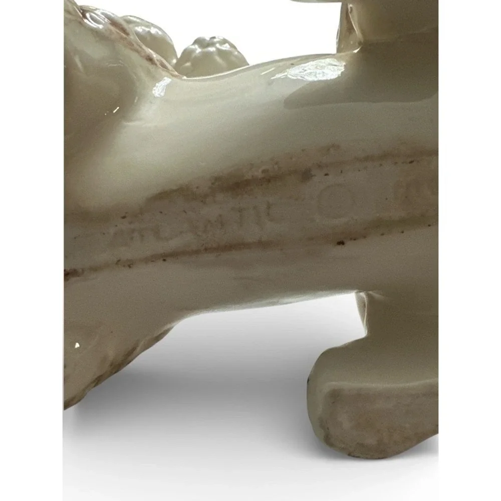 Ceramic Poodle Large White Brown 1960's Atlantic Mold 11
